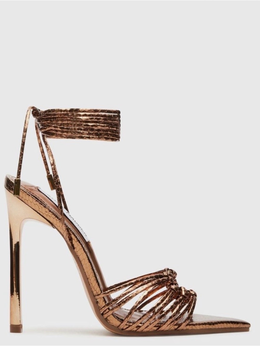 Steve Madden Metallic Copper/Bronze Strappy Pointed-Toe Heels - Picture 2 of 2